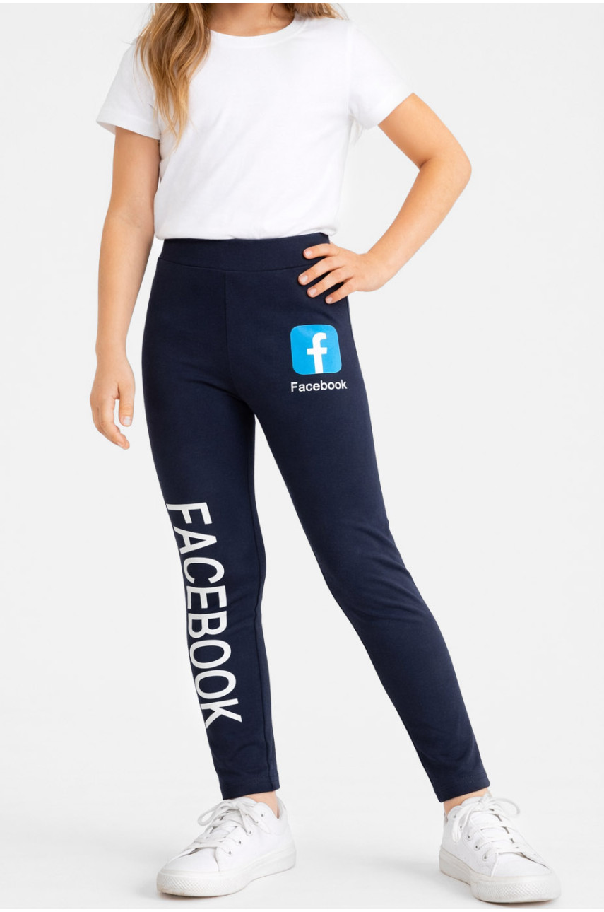 Лосины детские для девочки темно-синего цвета 436-2 212035