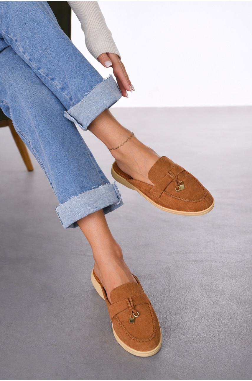 Мюли женские темно-бежевого цвета в26121-3 212039 Мюли женские темно-бежевого цвета в26121-3 212039