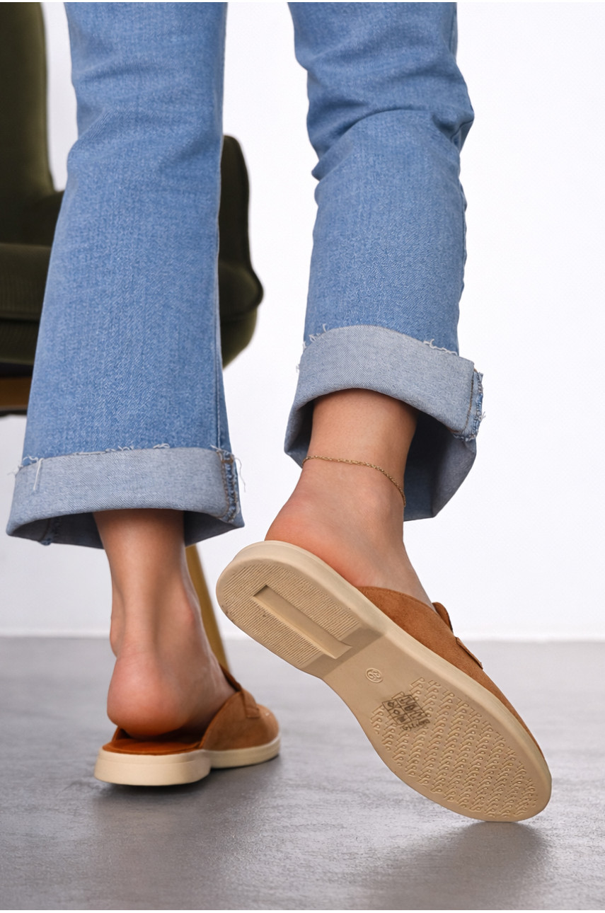 Мюли женские темно-бежевого цвета в26121-3 212039 Мюли женские темно-бежевого цвета в26121-3 212039