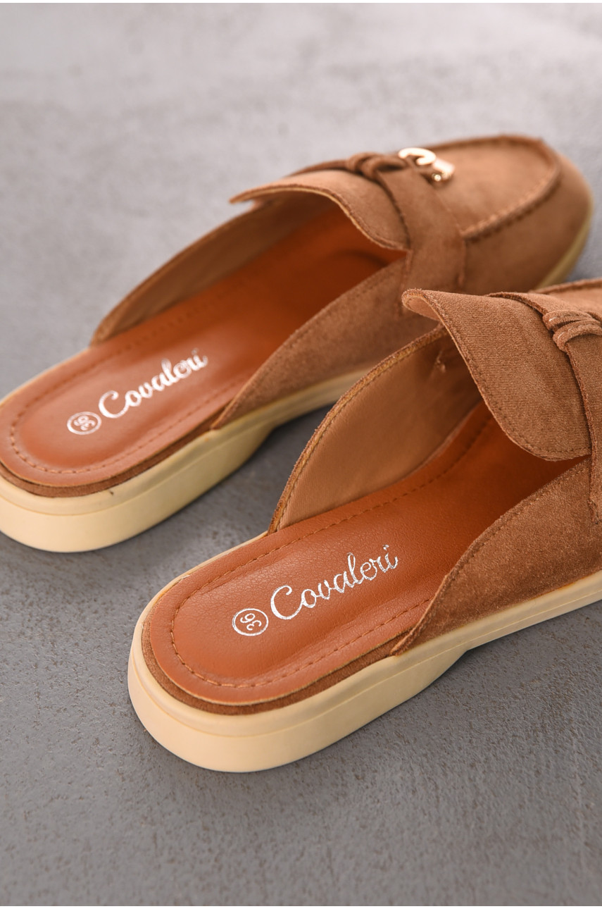 Мюли женские темно-бежевого цвета в26121-3 212039 Мюли женские темно-бежевого цвета в26121-3 212039