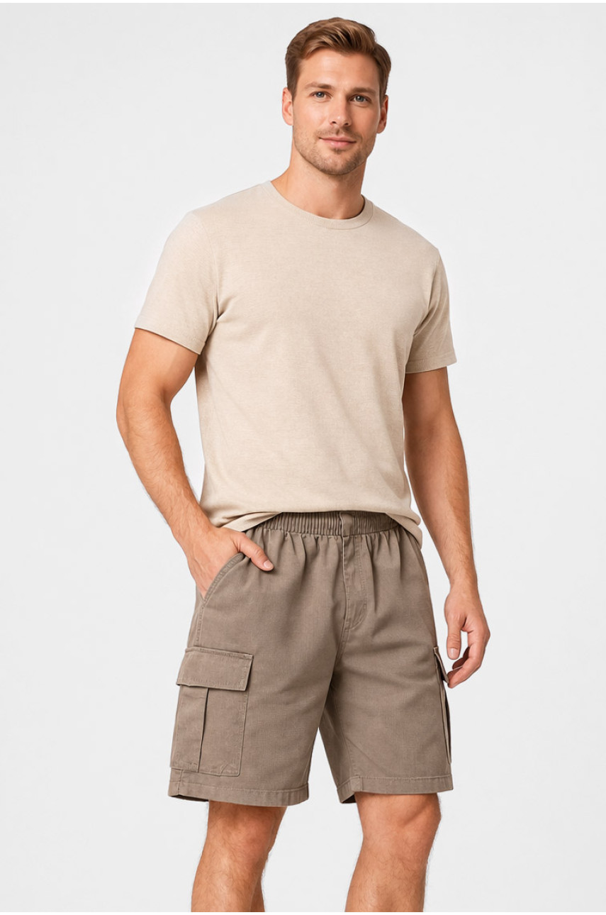 Шорти чоловічі однотонні бежевого кольору 2101 212042
