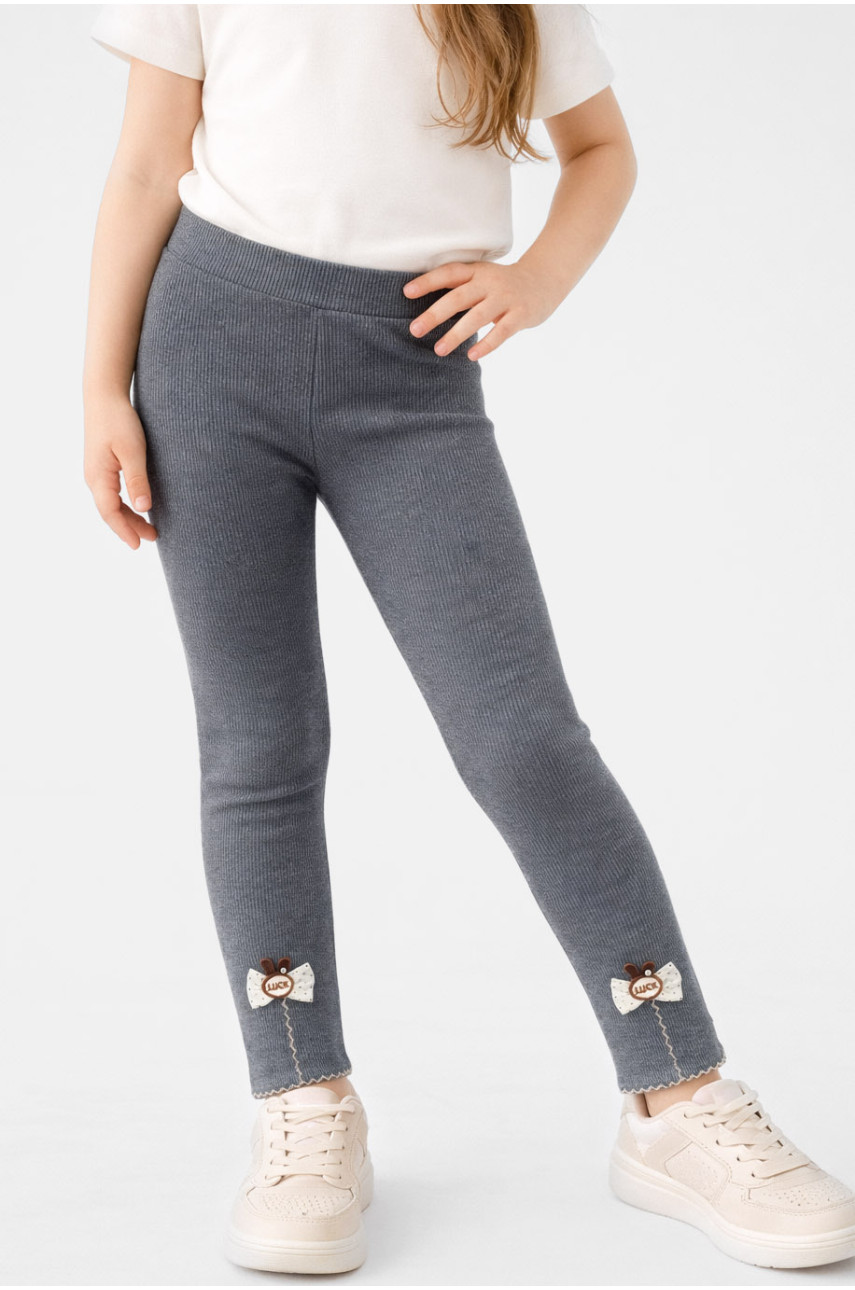 Лосины детские для девочки трикотажные темно-серого цвета 401-1 212047