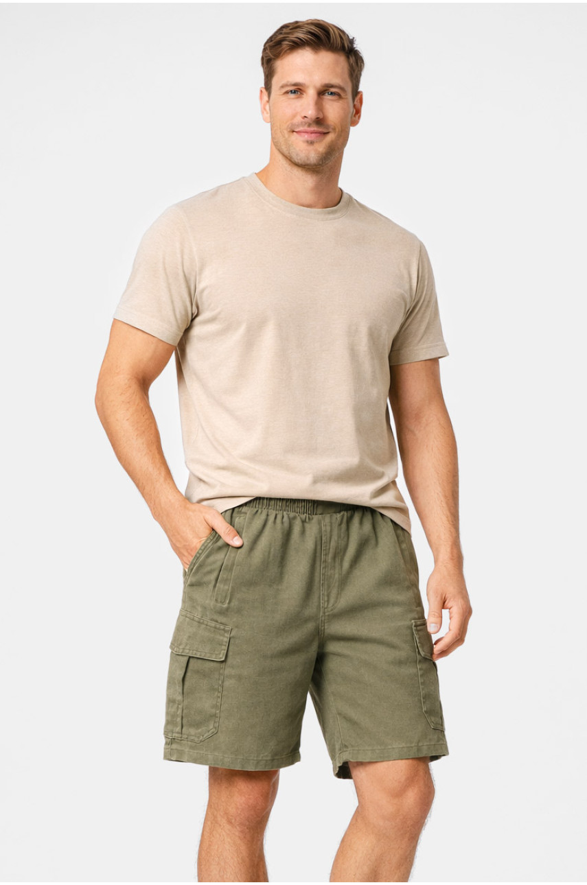 Шорти чоловічі однотонні  кольору хакі 2101 212048