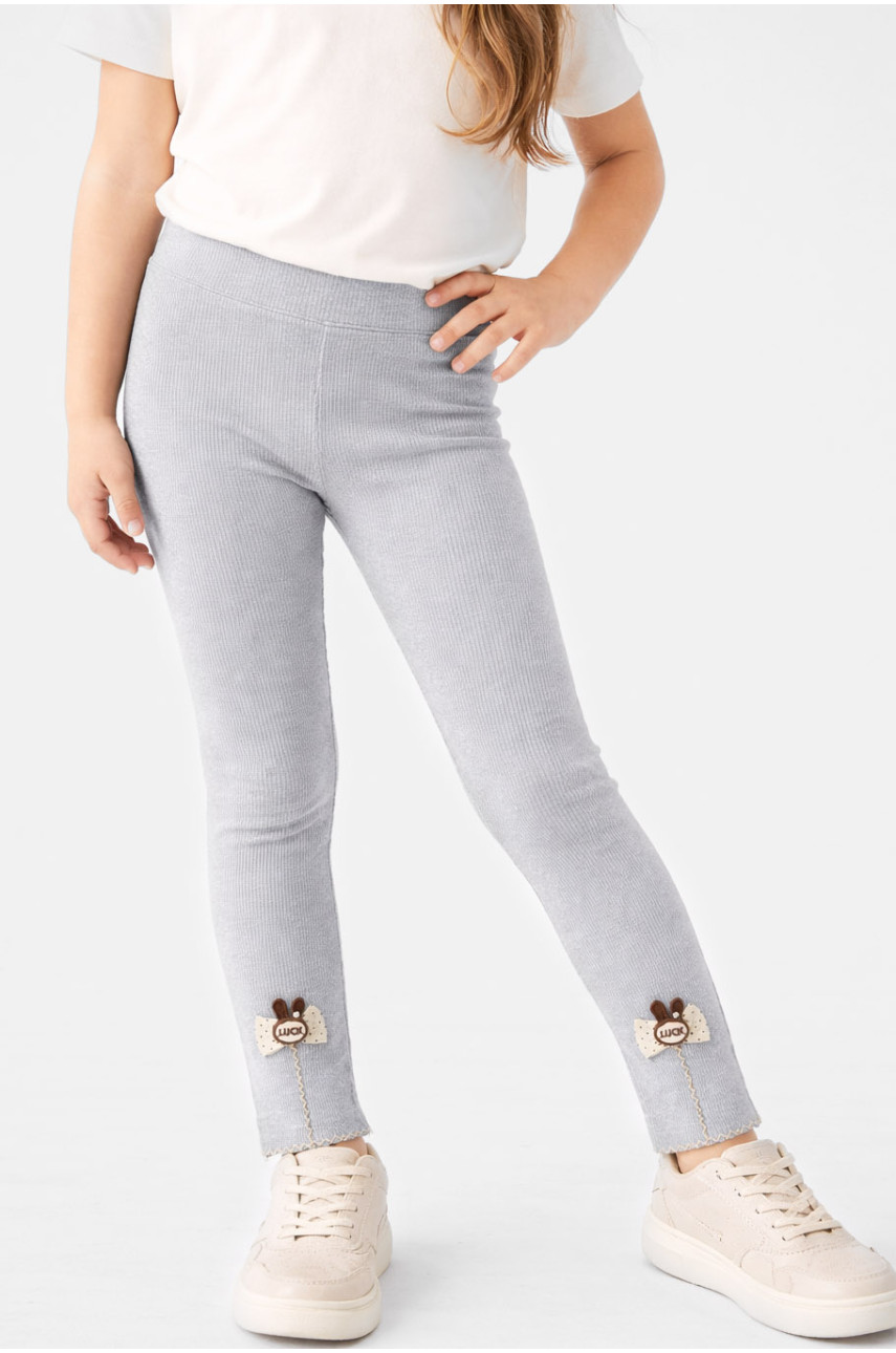 Лосины детские для девочки трикотажные серого цвета 401-1 212049