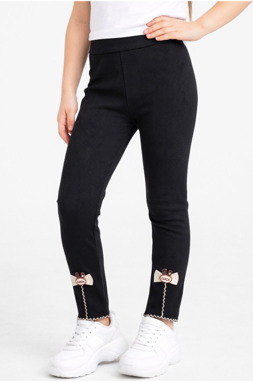 Лосины детские для девочки трикотажные черного цвета 401-1 212052
