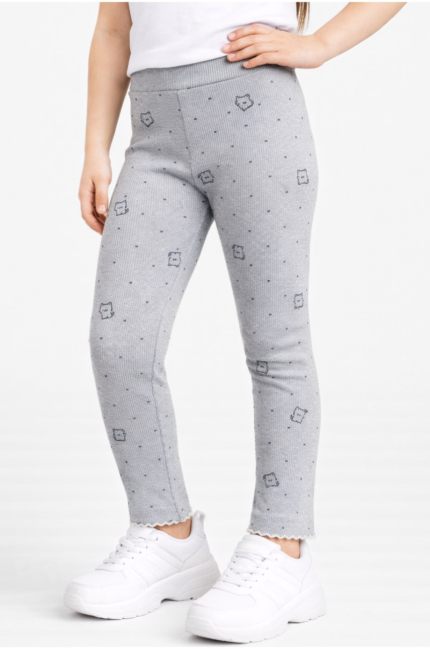 Лосины детские для девочки трикотажные серого цвета 401-6 212054