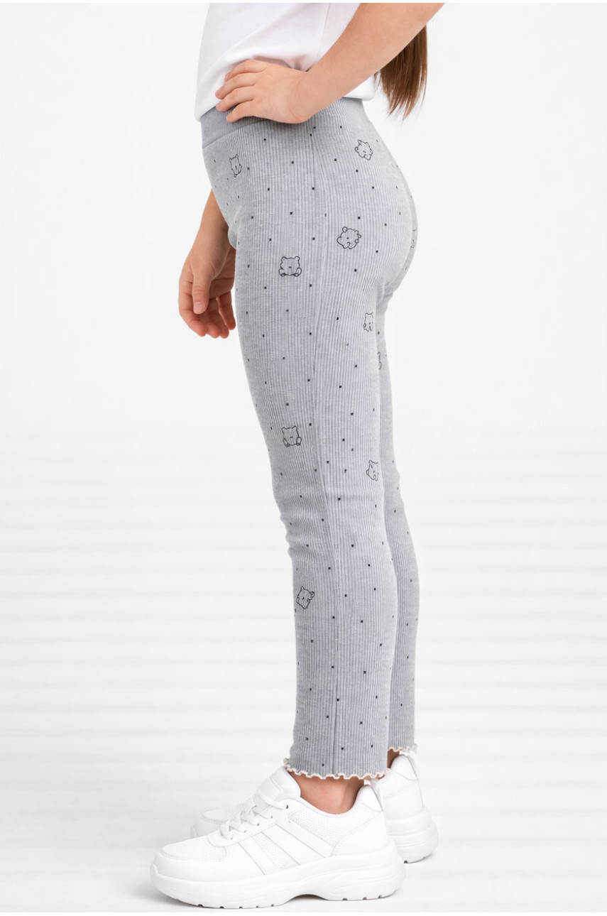 Лосины детские для девочки трикотажные серого цвета 401-6 212054