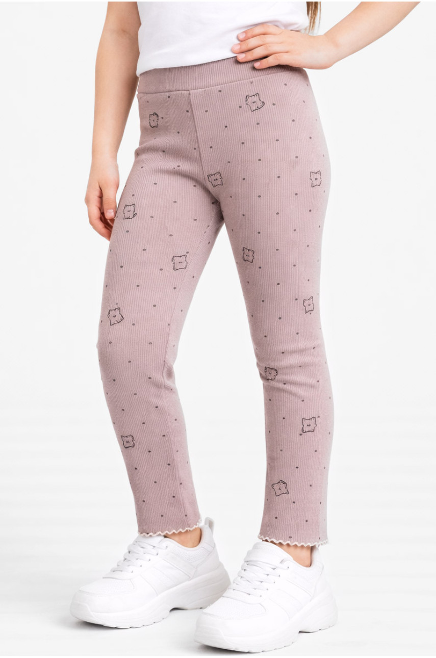 Лосины детские для девочки трикотажные бежевого цвета 401-6 212055