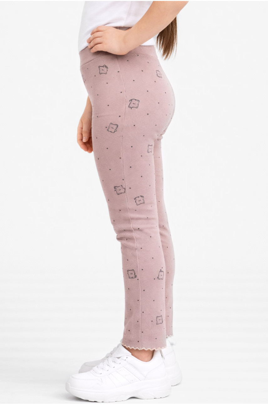 Лосины детские для девочки трикотажные бежевого цвета 401-6 212055