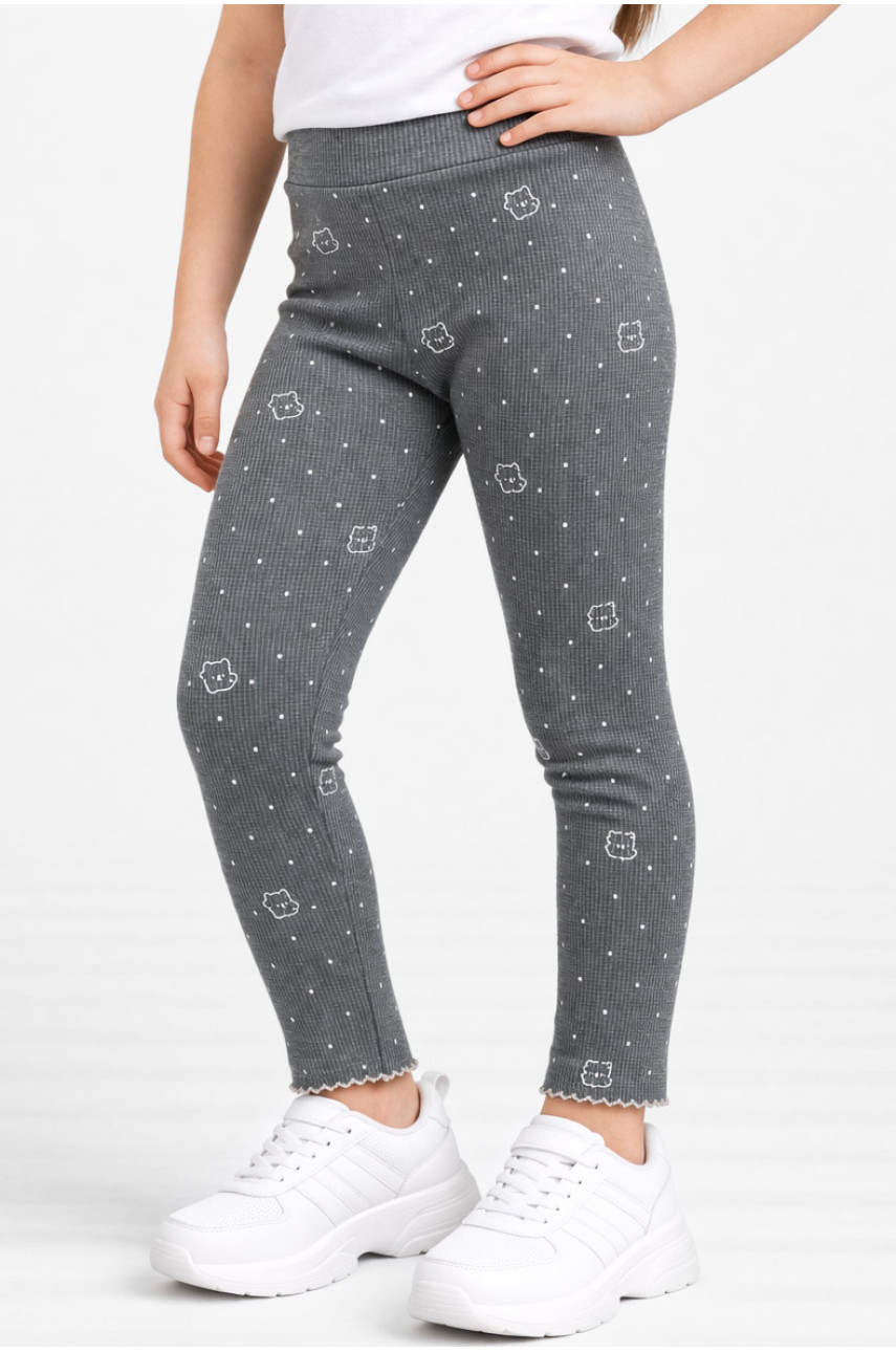 Лосины детские для девочки трикотажные серого цвета 401-6 212056