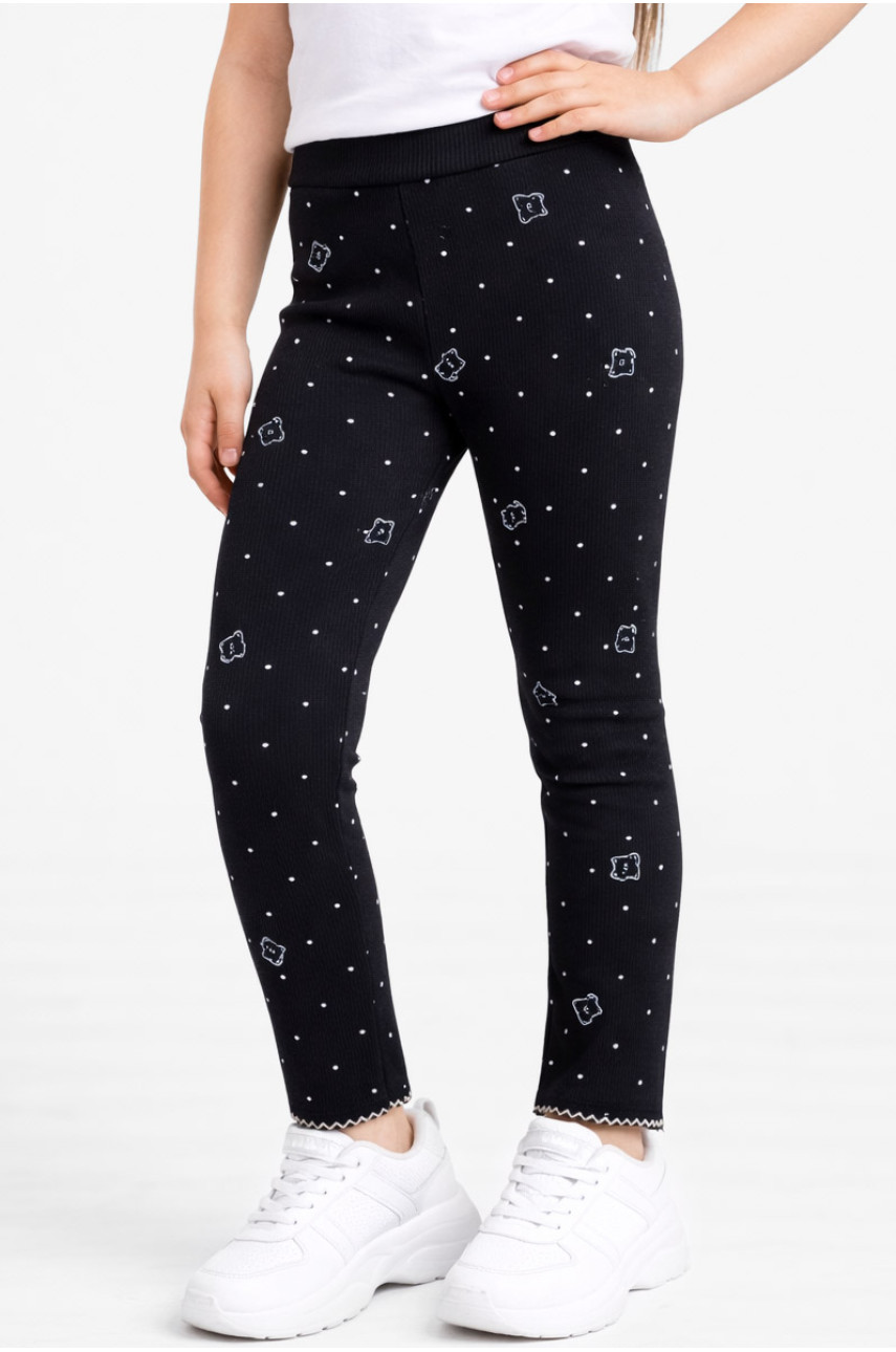 Лосины детские для девочки трикотажные черного цвета 401-6 212057