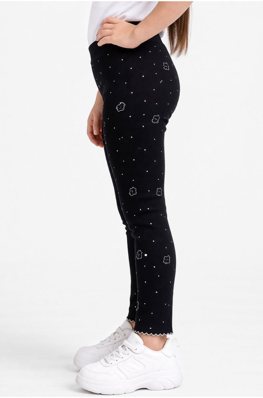 Лосины детские для девочки трикотажные черного цвета 401-6 212057