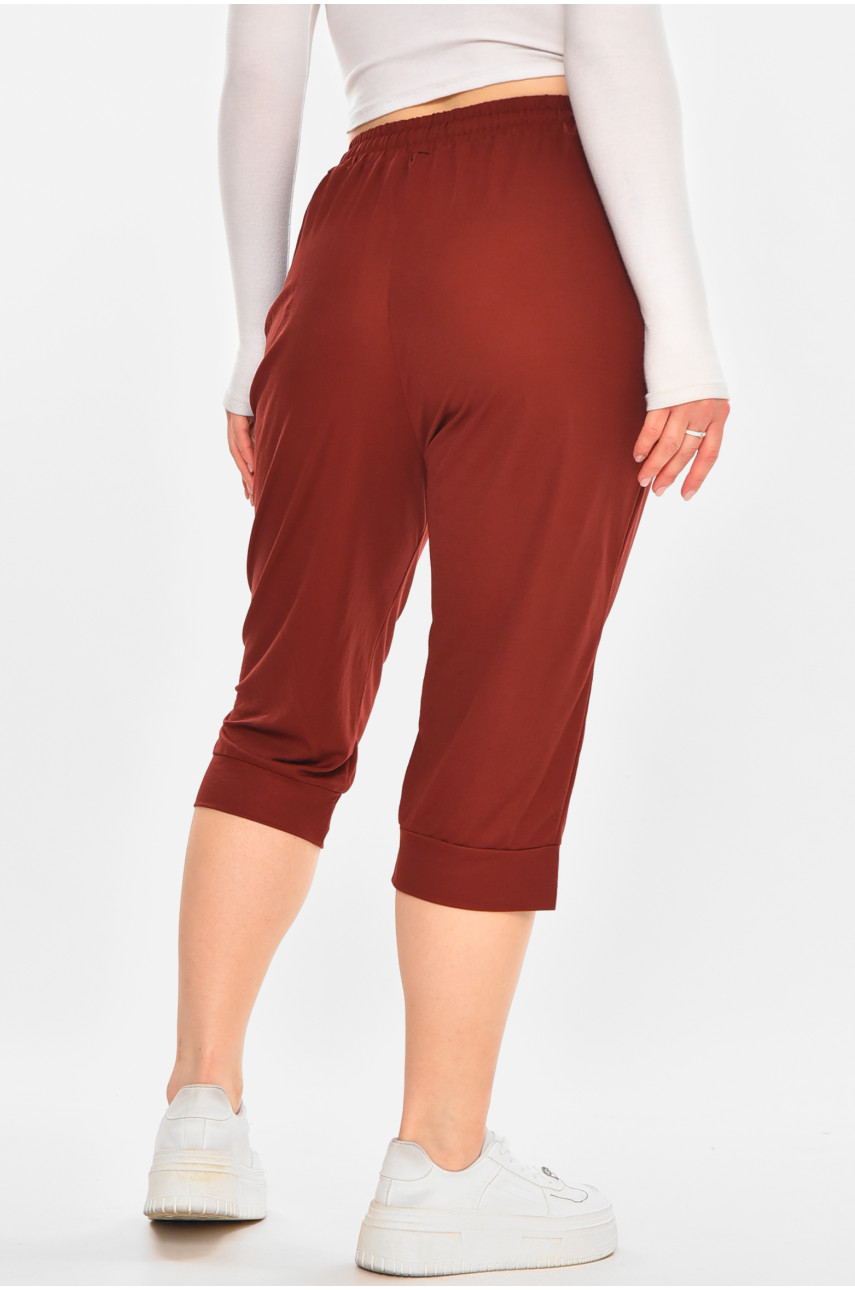 Бриджі жіночі однотонні коричневого кольору 780-3 212063