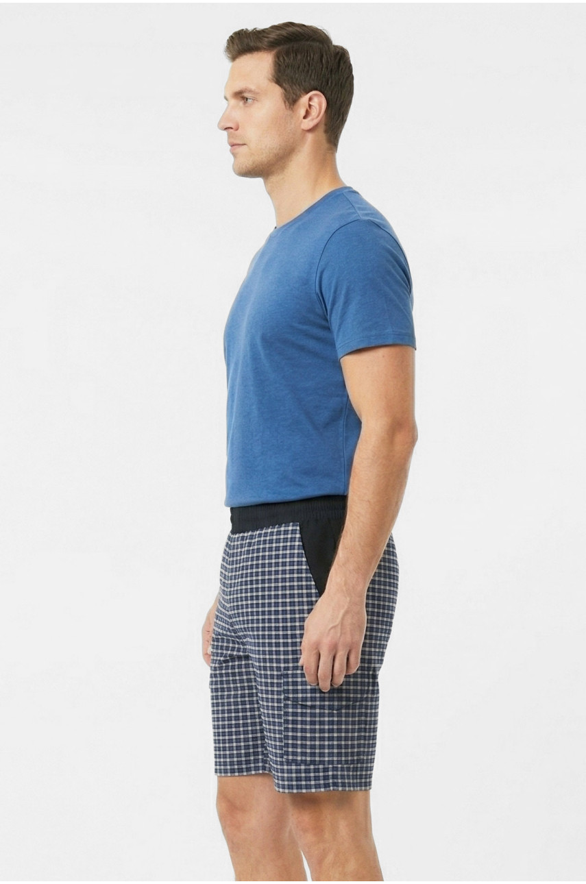 Шорти чоловічі темно-синього кольору з принтом P27 212067