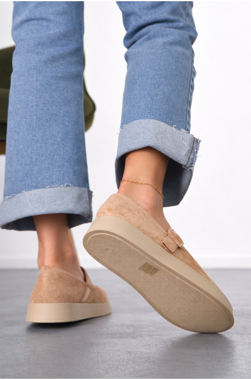 Лоферы женские бежевого цвета Е396-6 212068