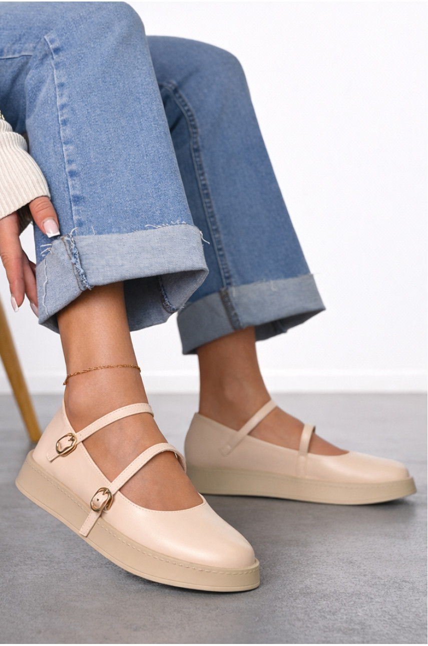 Лоферы женские светло-бежевого цвета Е370-3 212069