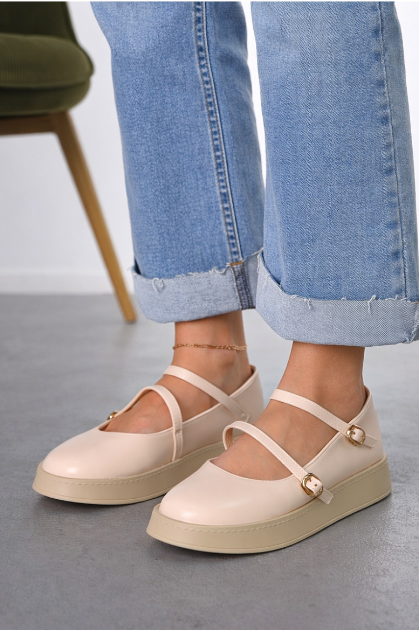 Лоферы женские светло-бежевого цвета Е370-3 212069