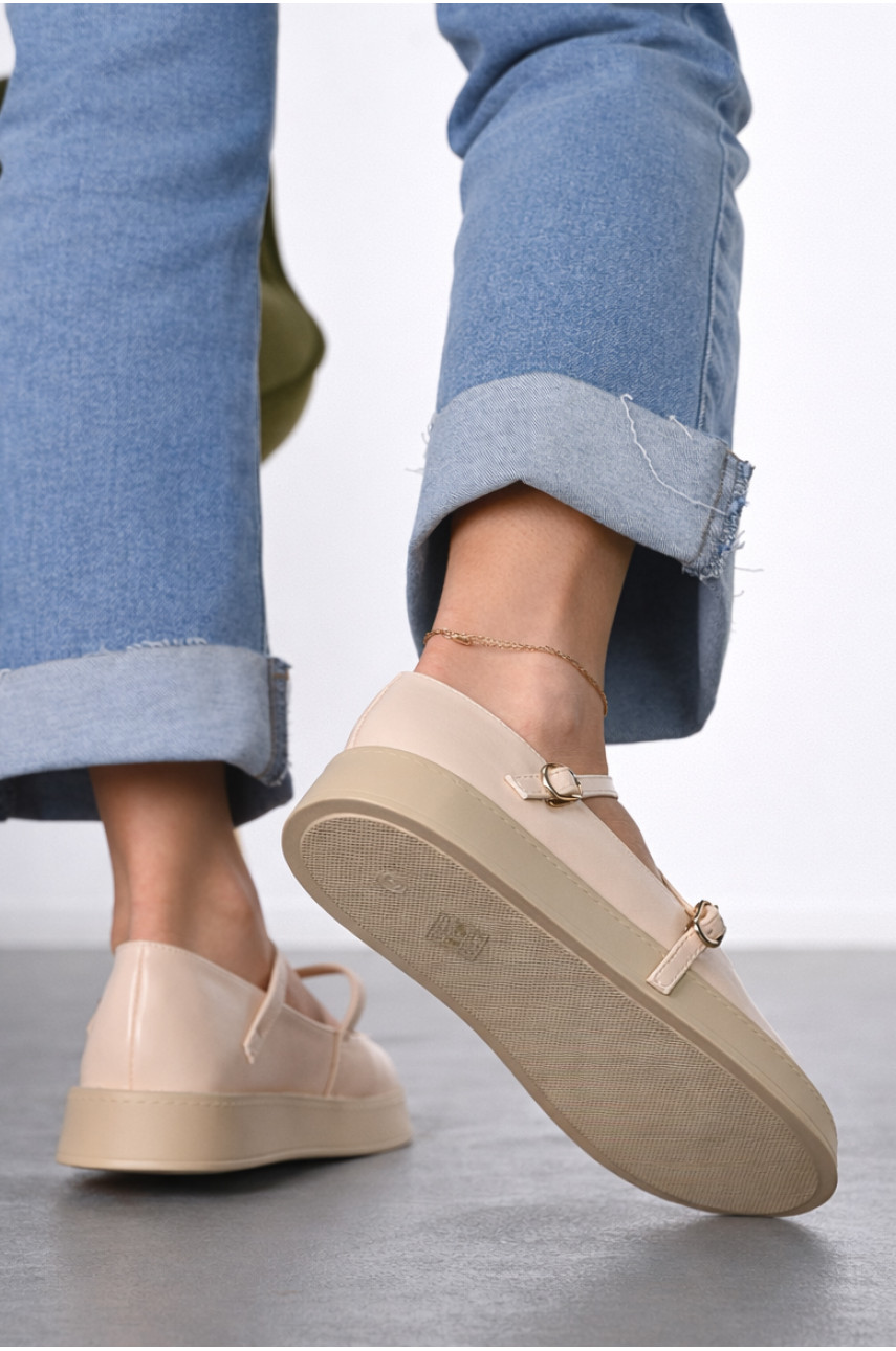 Лоферы женские светло-бежевого цвета Е370-3 212069 Лоферы женские светло-бежевого цвета Е370-3 212069