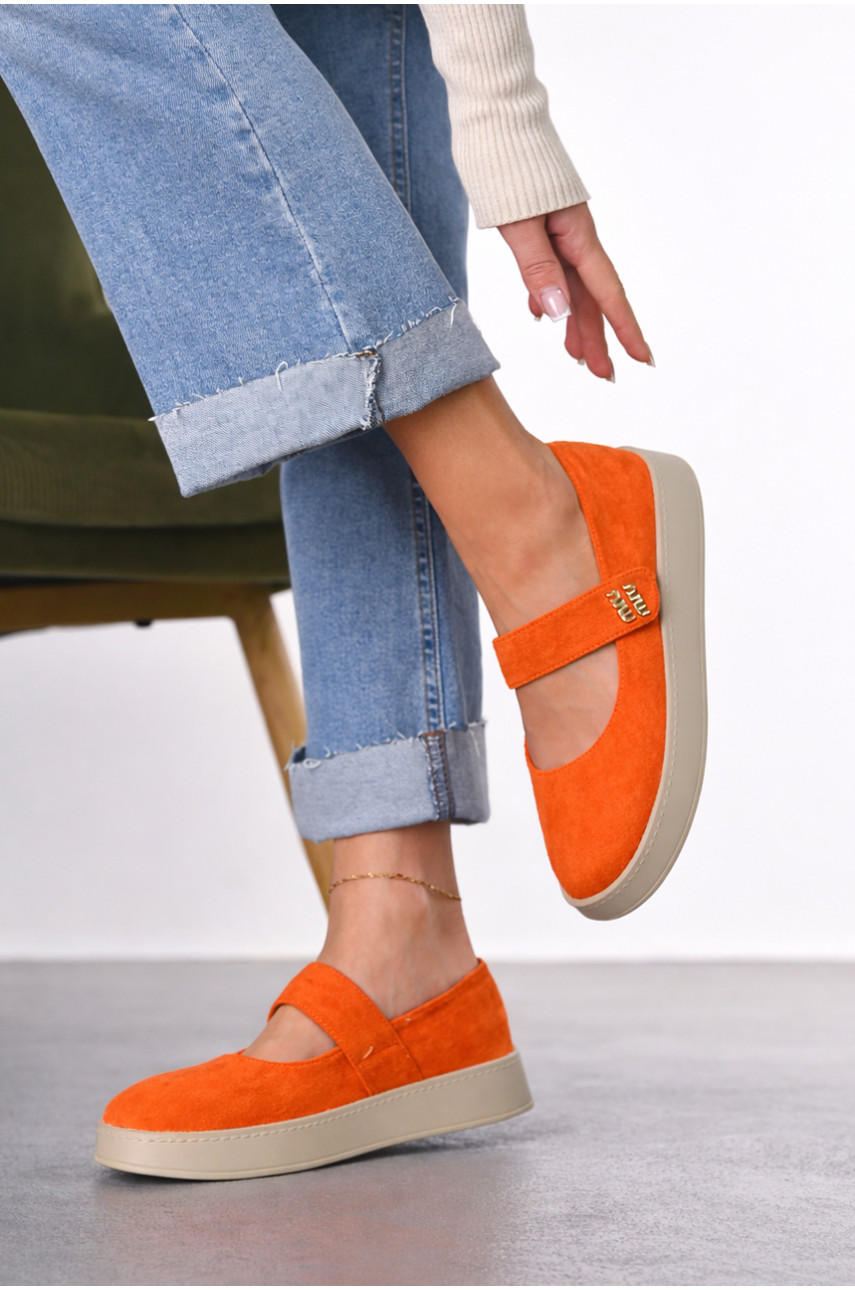 Лоферы женские оранжевого цвета Е369-10 212073