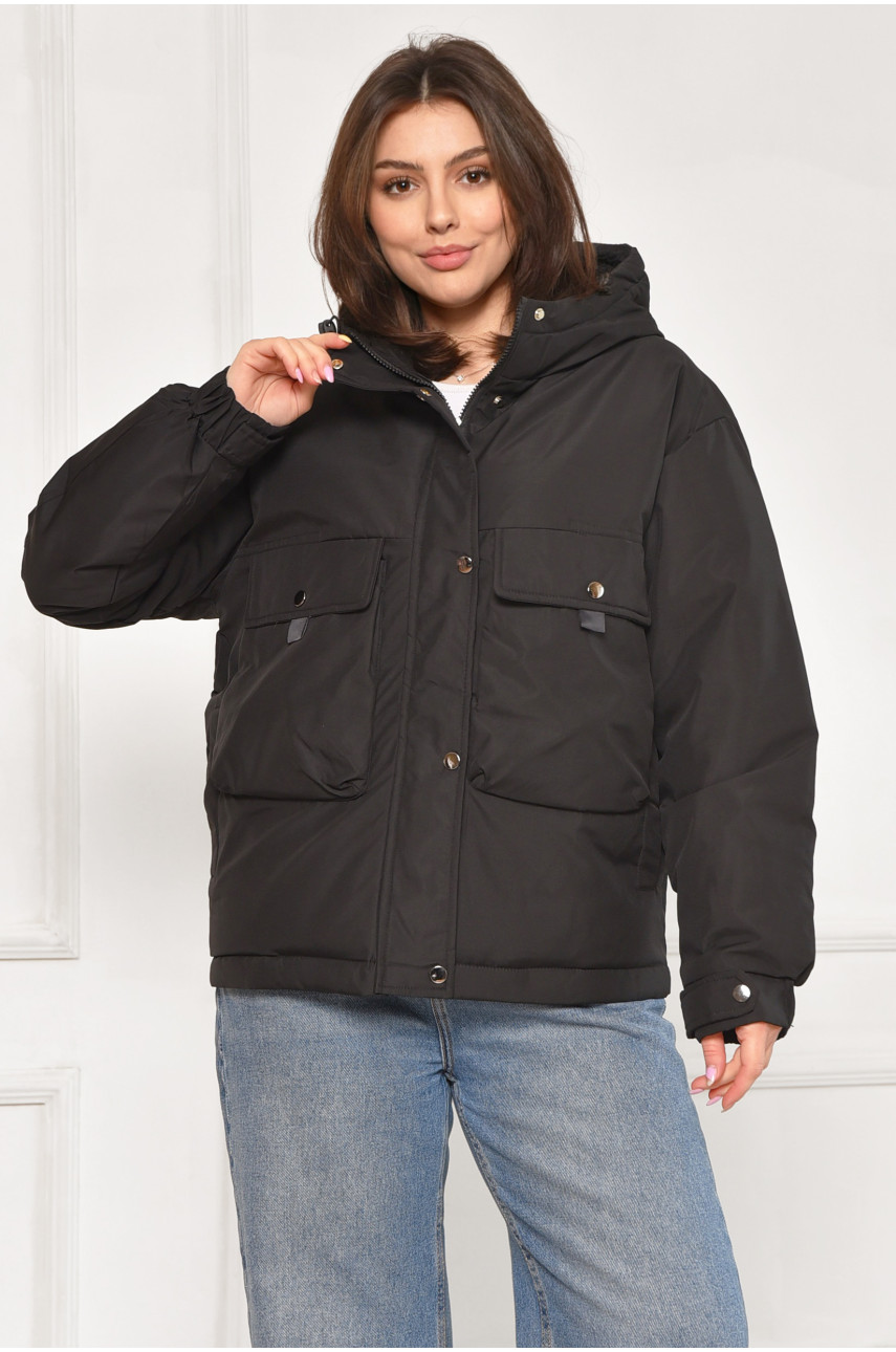 Куртка жіноча демісезонна чорного кольору 162 212074