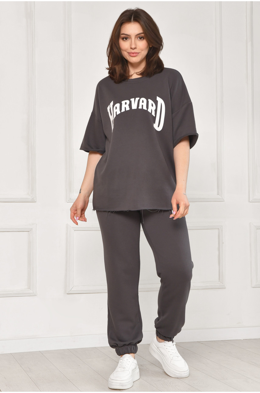 Спортивний костюм жіночий однотонний темно-сірого кольору 2306 212075