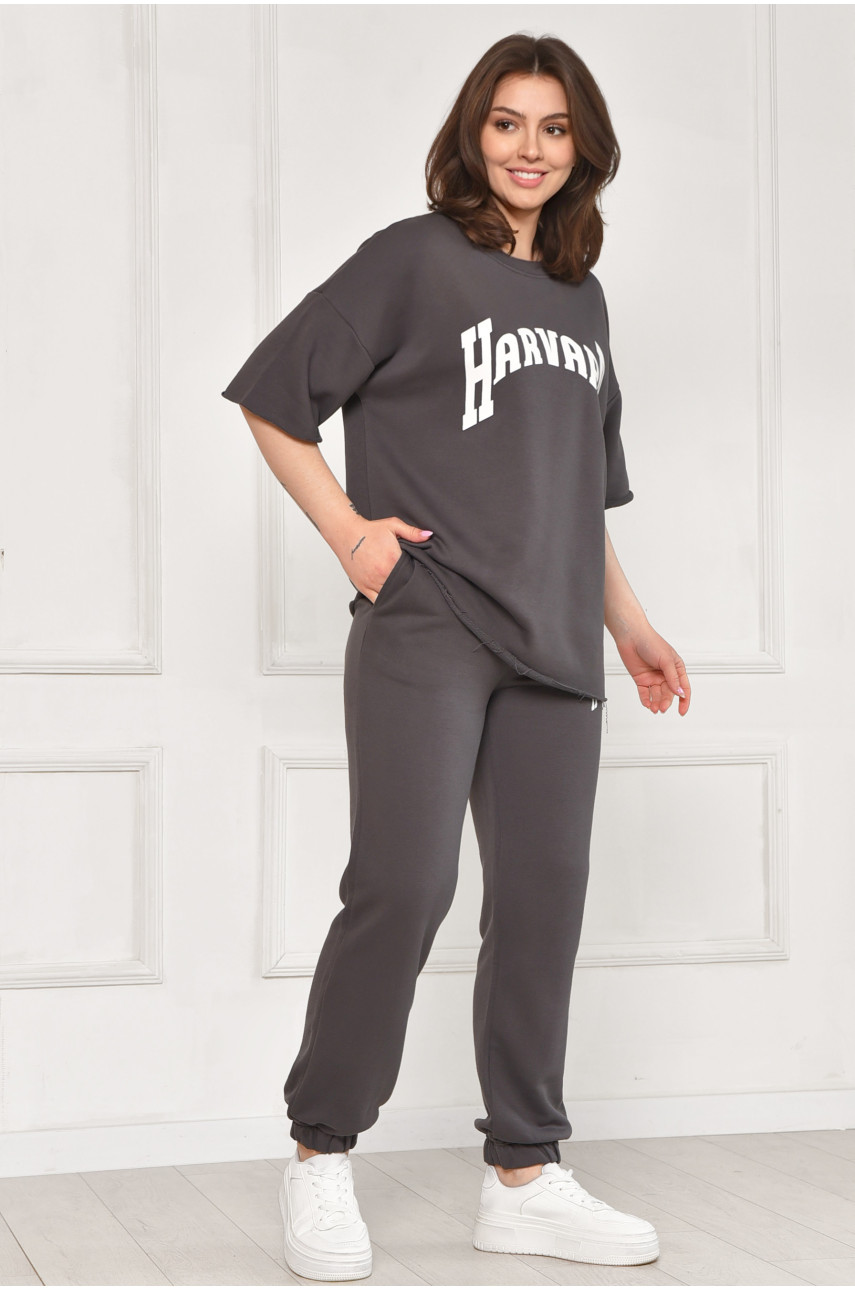 Спортивний костюм жіночий однотонний темно-сірого кольору 2306 212075