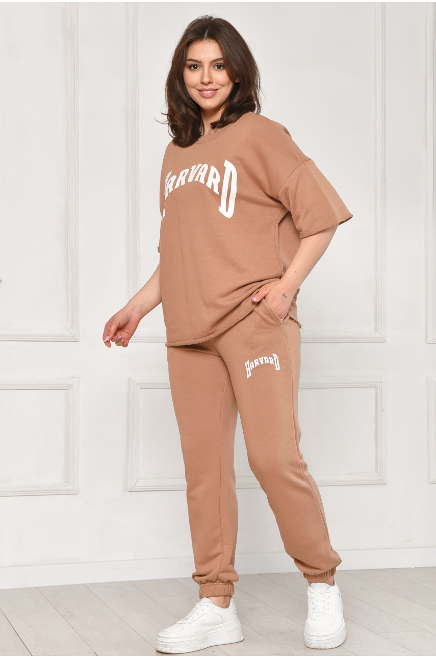 Спортивний костюм жіночий однотонний бежевого кольору 2306 212077