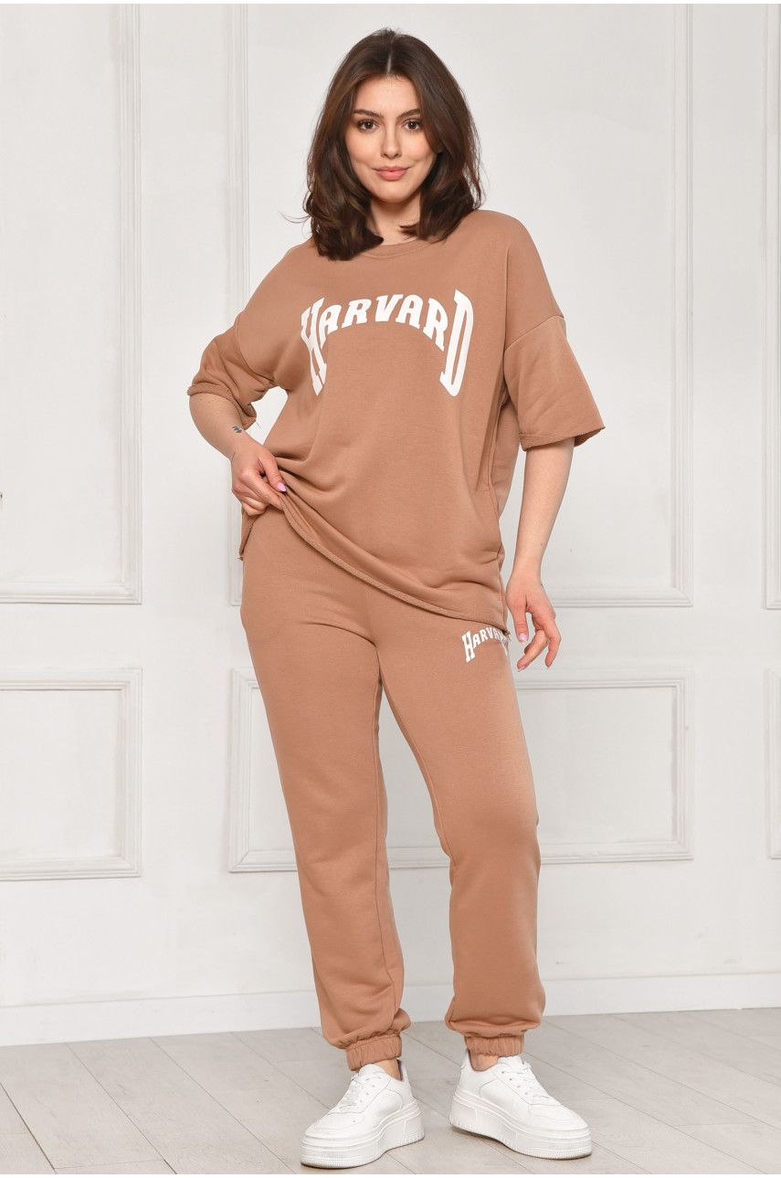 Спортивний костюм жіночий однотонний бежевого кольору 2306 212077