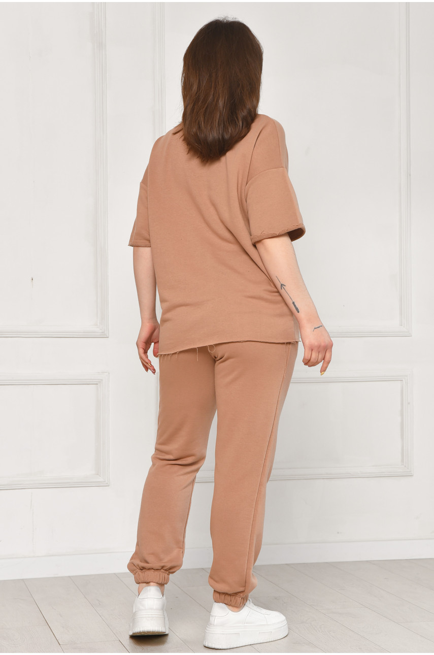 Спортивний костюм жіночий однотонний бежевого кольору 2306 212077