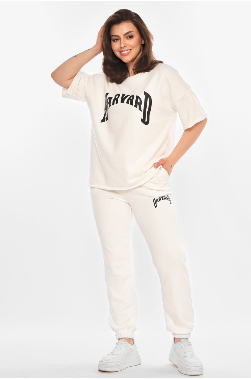 Спортивний костюм жіночий однотонний білого кольору 2306 212078