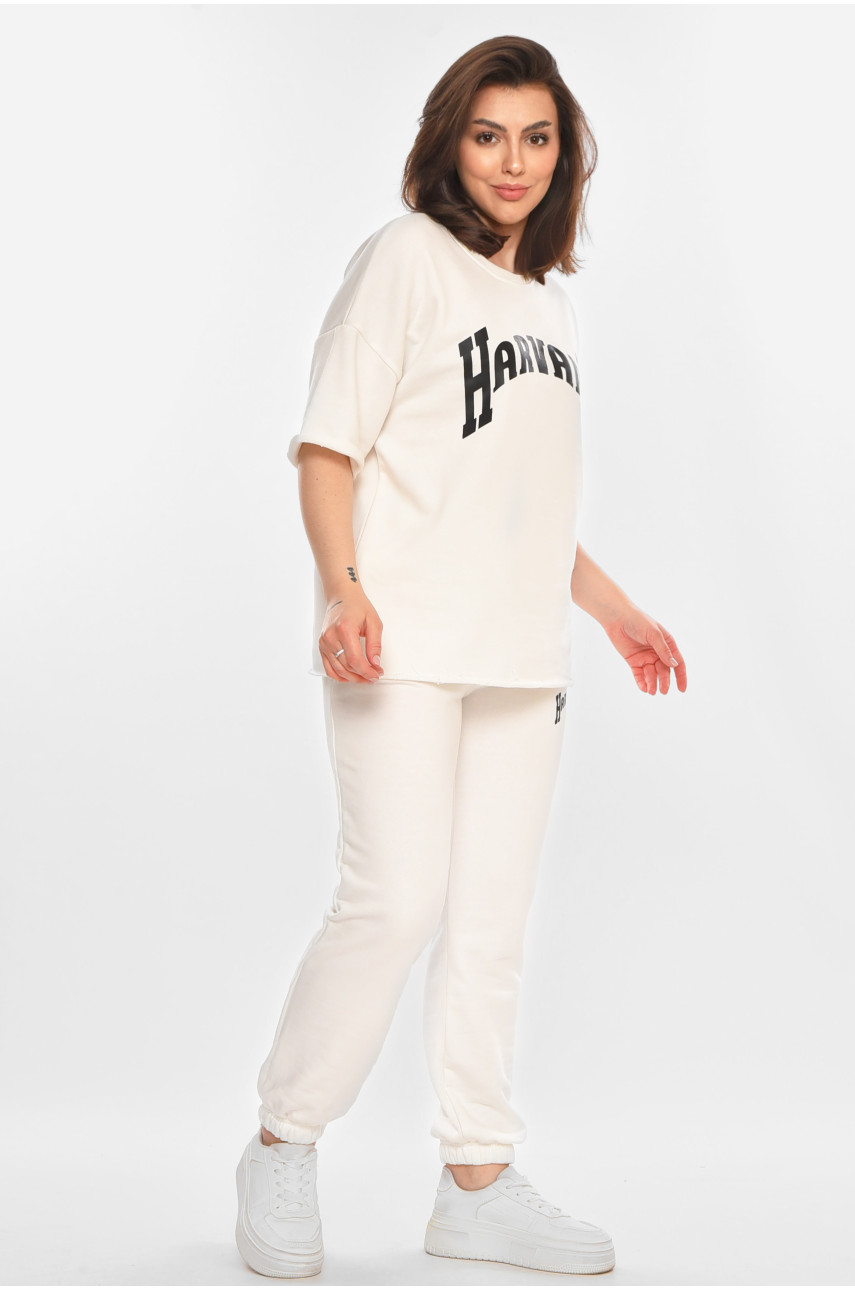 Спортивний костюм жіночий однотонний білого кольору 2306 212078