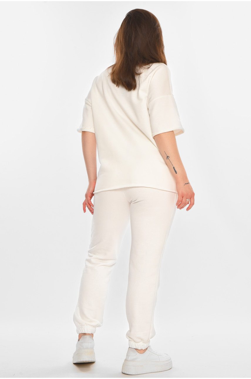 Спортивний костюм жіночий однотонний білого кольору 2306 212078