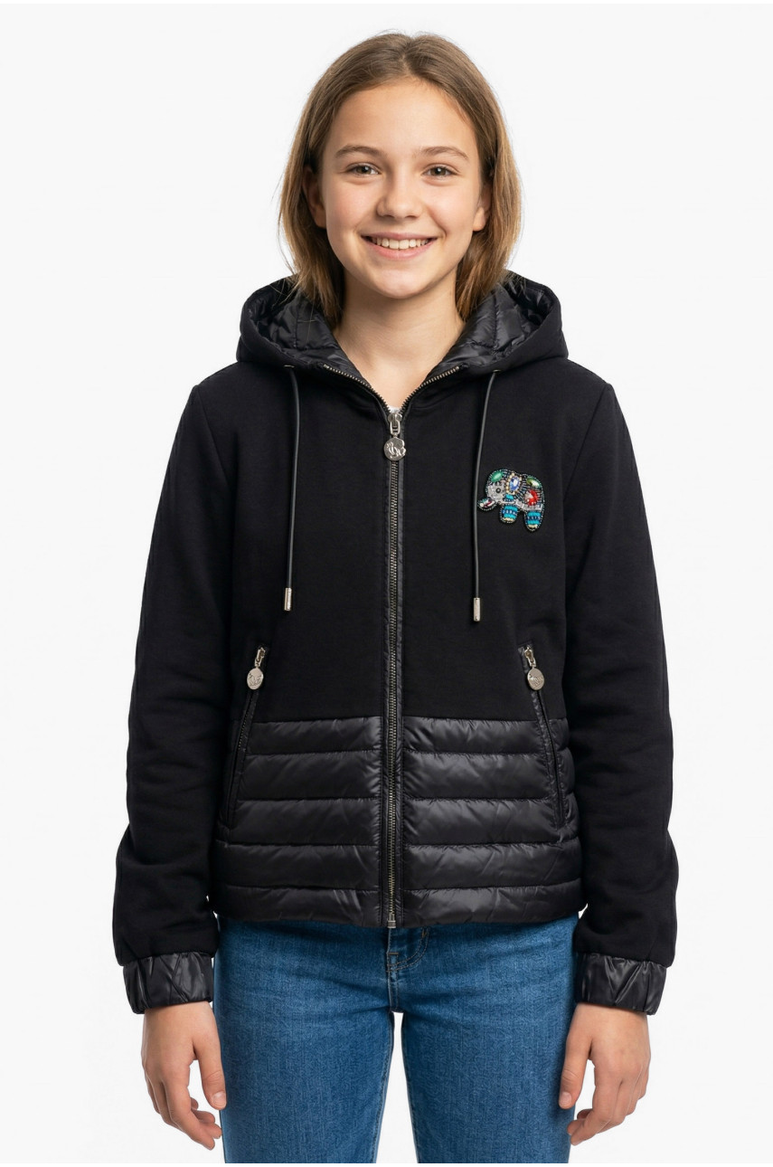 Куртка подростковая для девочки демисезонная черного цвета 1909 212081