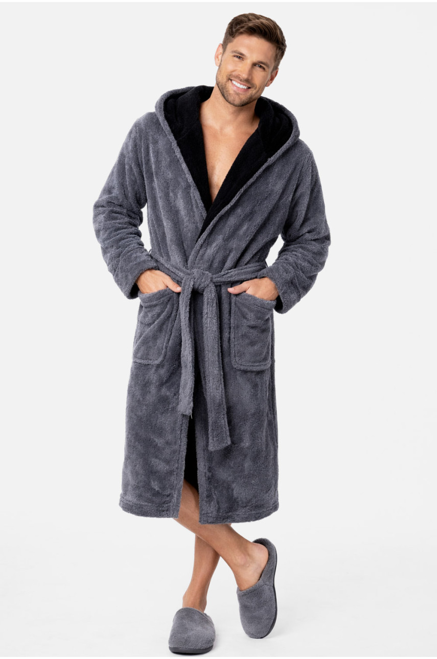 Халат мужской махровый тёмно-серого цвета 212100