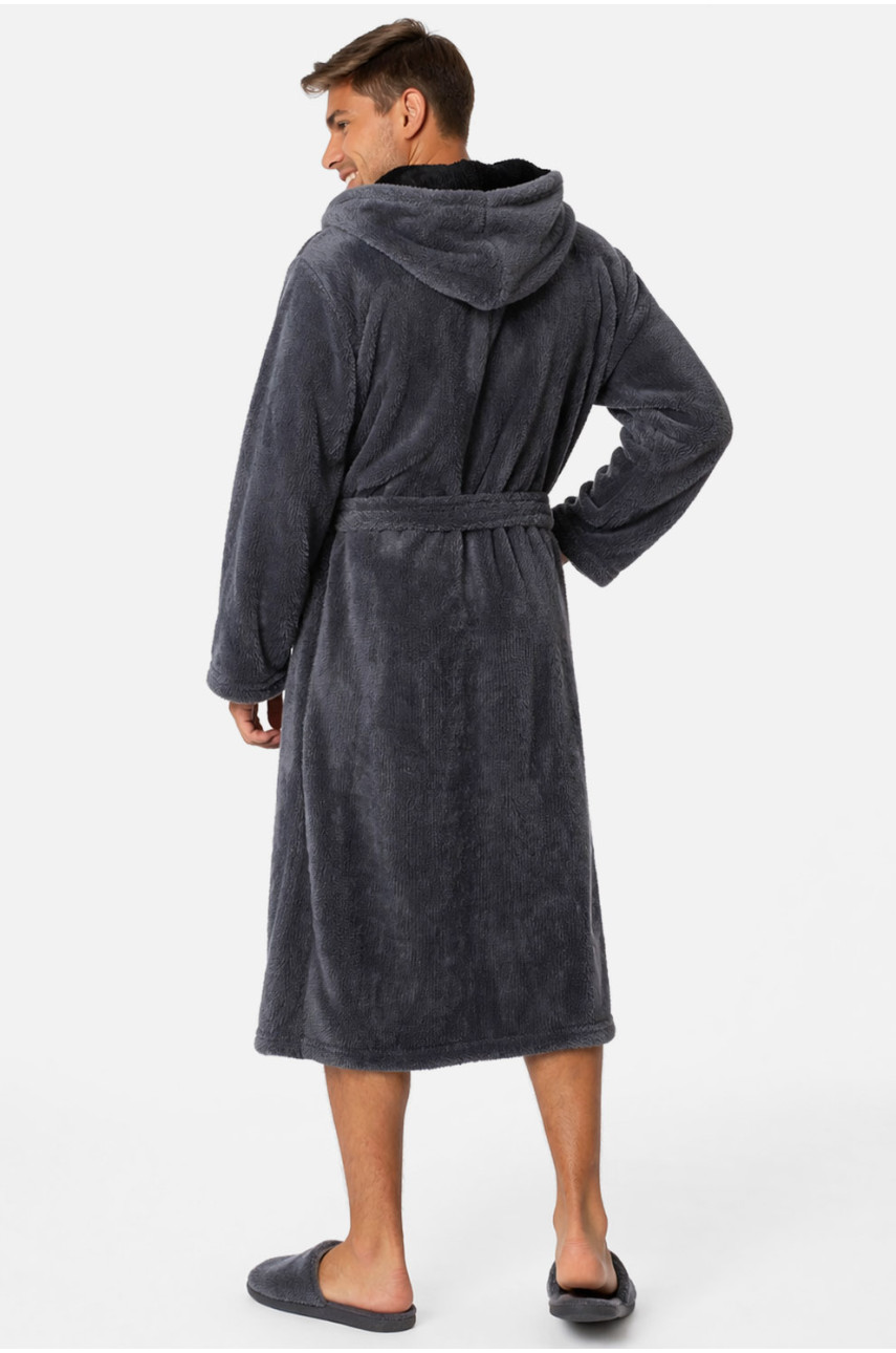 Халат мужской махровый тёмно-серого цвета 212100