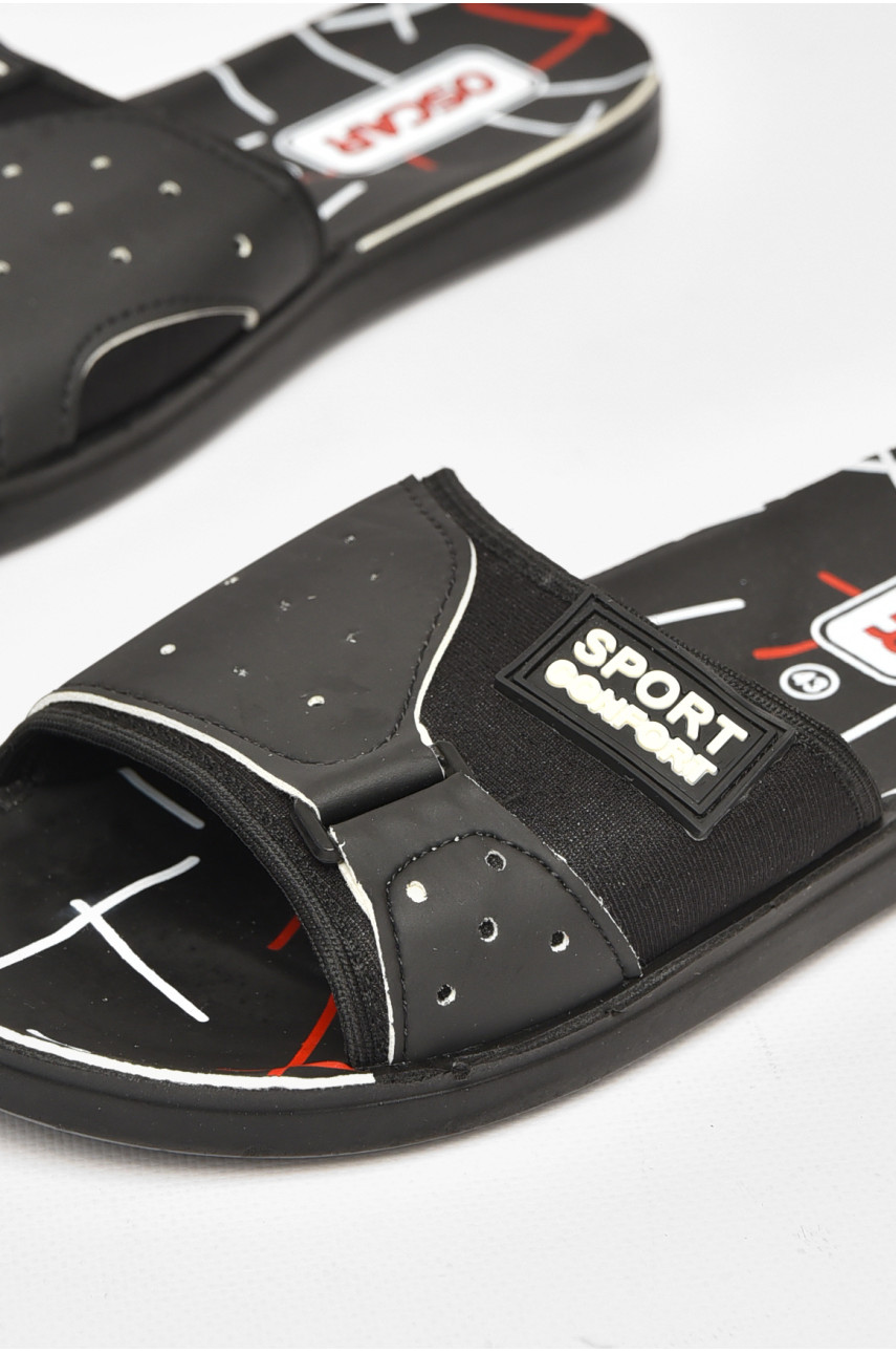 Шлепки мужские черно-белого цвета s-25 212127 Шлепки мужские черно-белого цвета s-25 212127