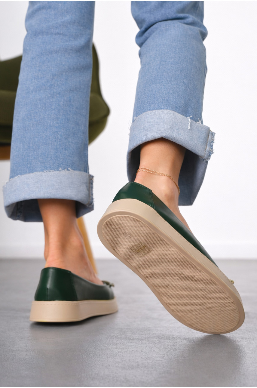 Лоферы женские темно-зеленого цвета Е371-5 212130