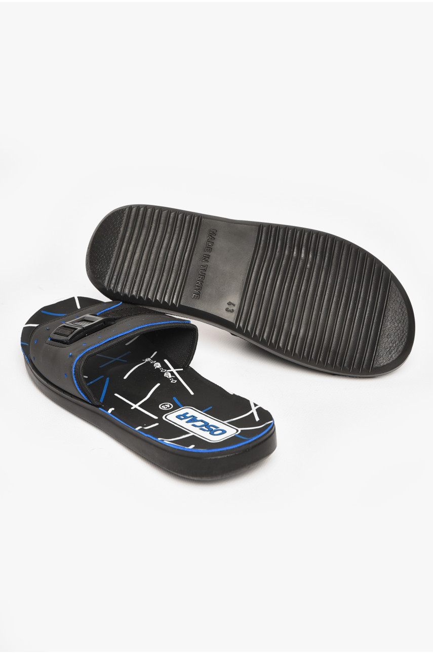 Шлепки мужские черно-синего цвета s-24 212132 Шлепки мужские черно-синего цвета s-24 212132