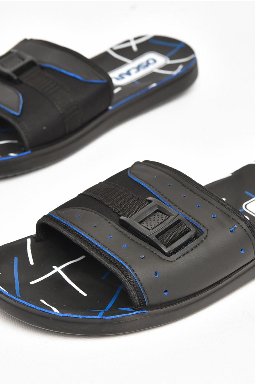 Шлепки мужские черно-синего цвета s-24 212132 Шлепки мужские черно-синего цвета s-24 212132