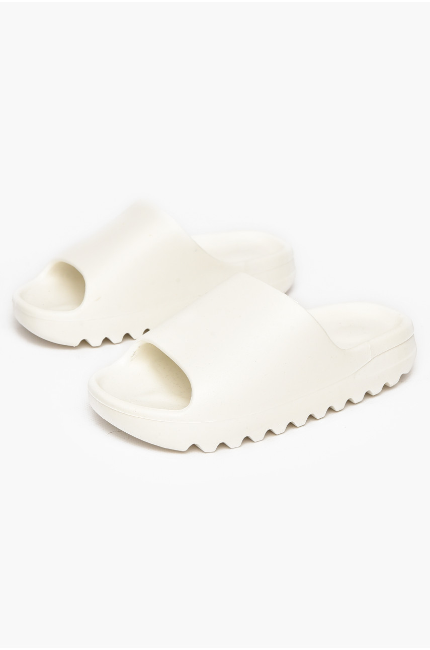 Шлепанцы резиновые женские белого цвета 9017- 212141
