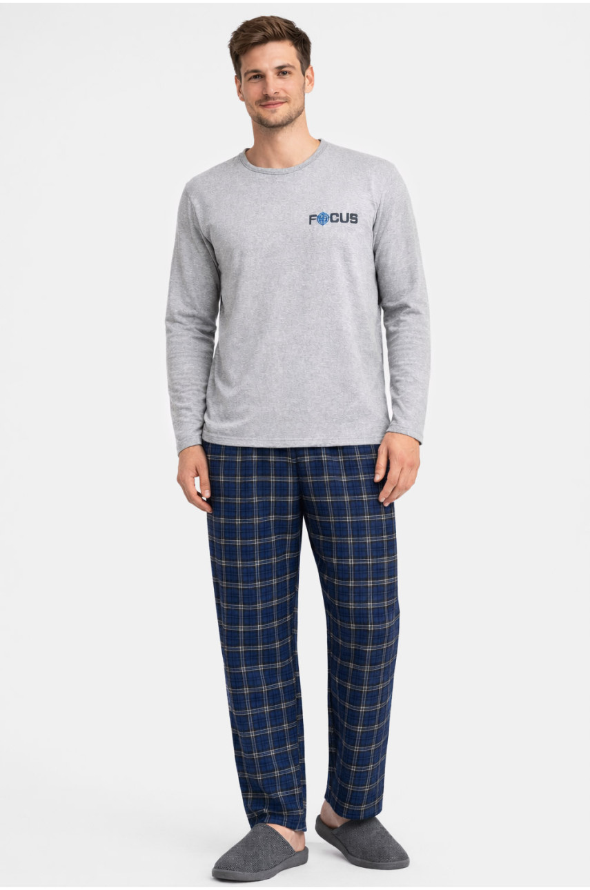 Пижама мужская серого цвета с принтом 16481 212142