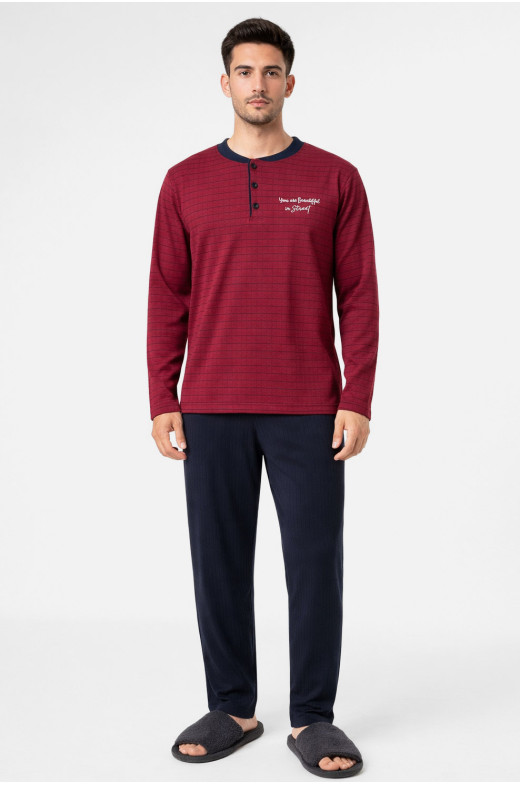 Пижама мужская бордового цвета с принтом 7513 212147