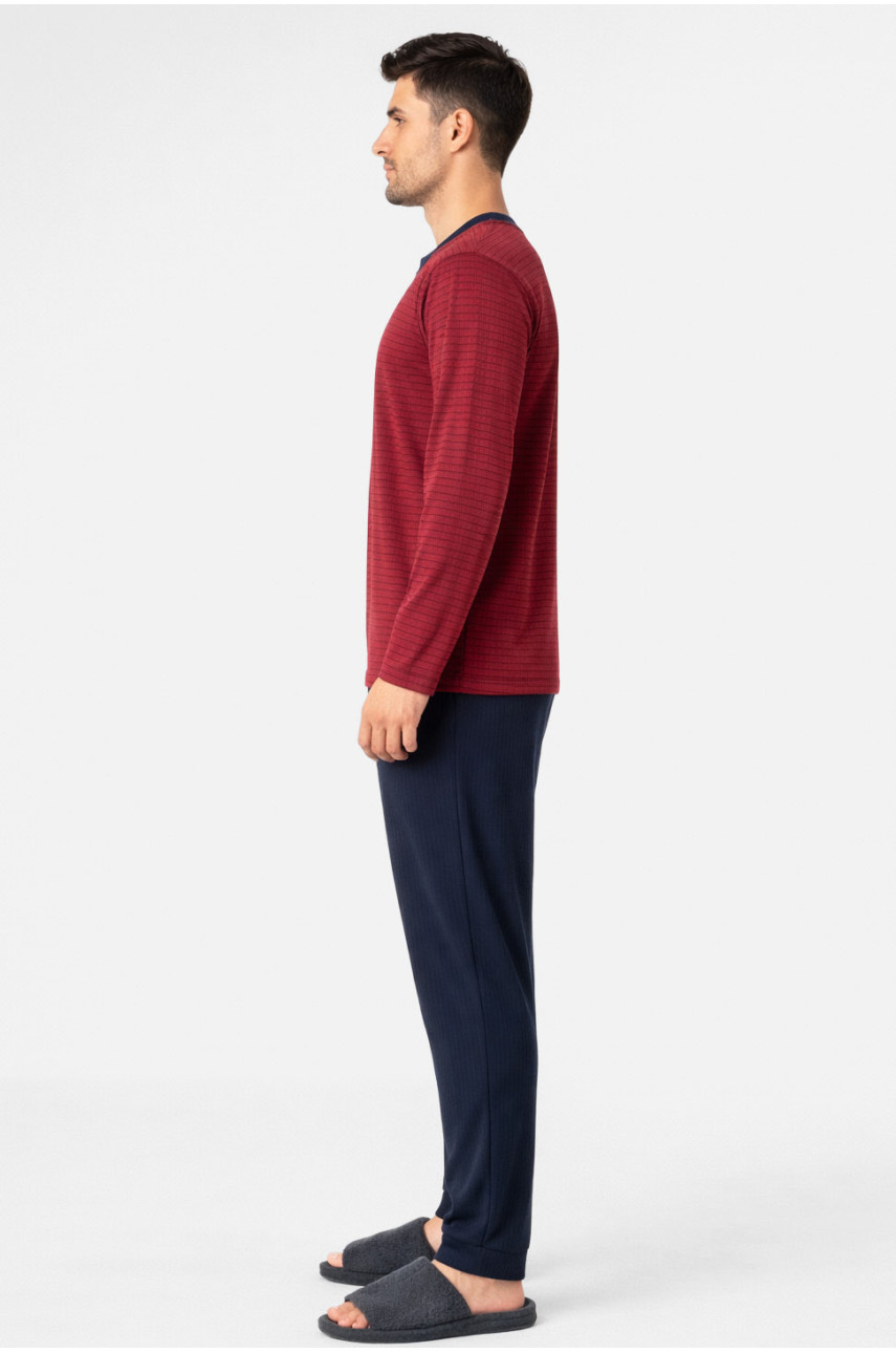Пижама мужская бордового цвета с принтом 7513 212147