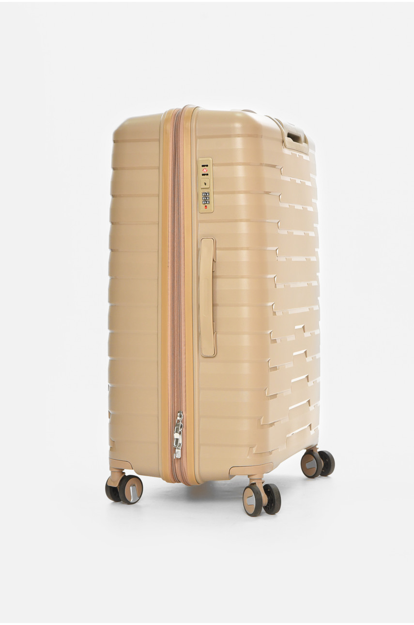 Чемодан дорожный на 4 колесах бежевого цвета 92л 212153