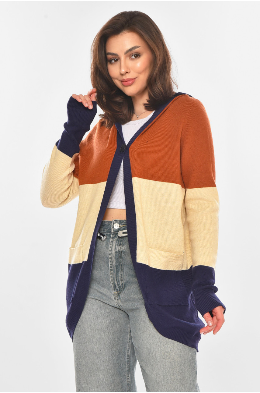 Кардиган женский коричневого цвета с принтом 11743 212177