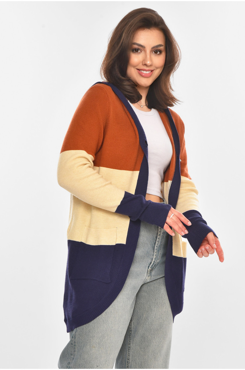 Кардиган женский коричневого цвета с принтом 11743 212177