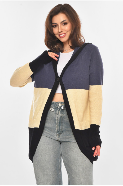 Кардиган женский тёмно-синего цвета с принтом 11743 212182