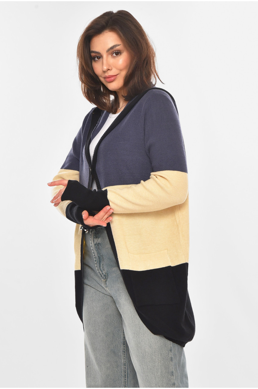 Кардиган женский тёмно-синего цвета с принтом 11743 212182