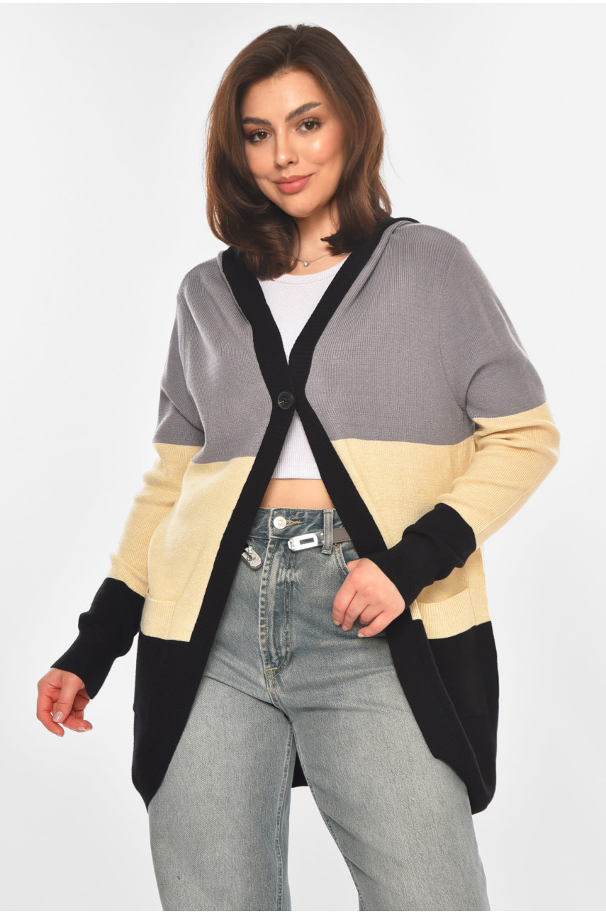 Кардиган женский серого цвета с принтом 11743 212184