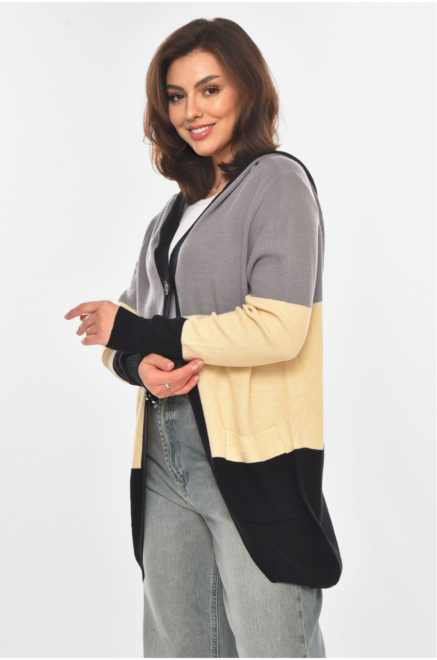 Кардиган женский серого цвета с принтом 11743 212184